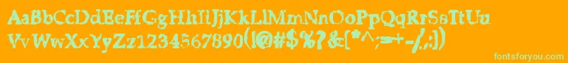 Lisätietoja StripClubMotionSicknessGrungeDeluxe-fontista StripClubMotionSicknessGrungeDeluxe-fontti – vihreät fontit oranssilla taustalla