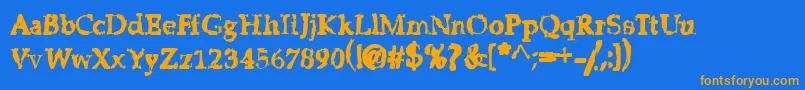 StripClubMotionSicknessGrungeDeluxe Font – Orange Fonts on Blue Background