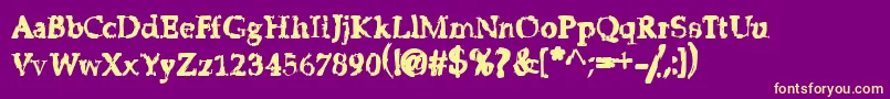 StripClubMotionSicknessGrungeDeluxe Font – Yellow Fonts on Purple Background