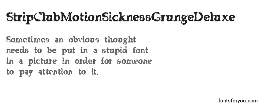 Review of the StripClubMotionSicknessGrungeDeluxe Font