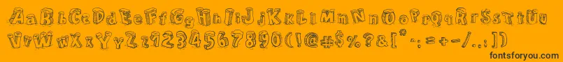 CartoonBlocksChristmasSc-Schriftart – Schwarze Schriften auf orangefarbenem Hintergrund