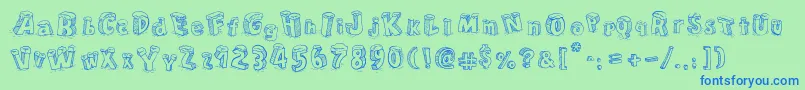 CartoonBlocksChristmasSc Font – Blue Fonts on Green Background