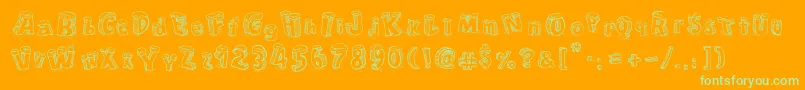 CartoonBlocksChristmasSc Font – Green Fonts on Orange Background