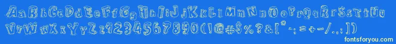 CartoonBlocksChristmasSc Font – Yellow Fonts on Blue Background