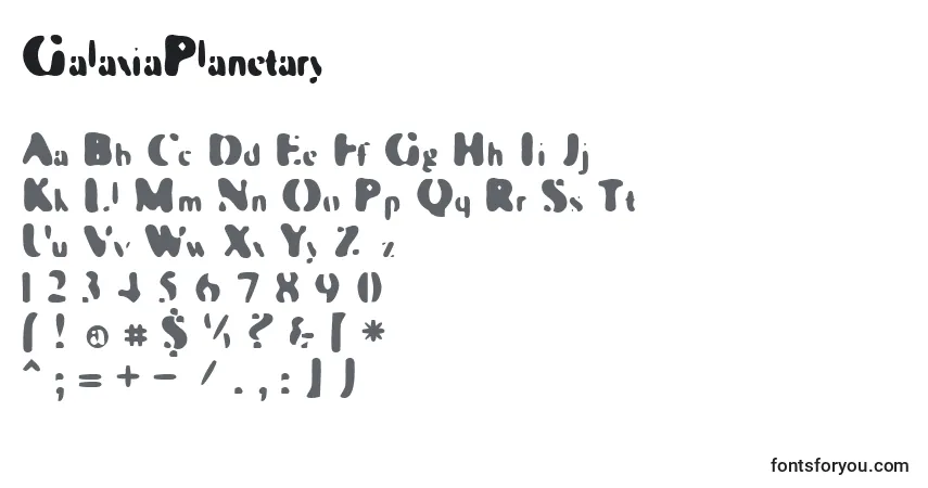 Czcionka GalaxiaPlanetary – alfabet, cyfry, specjalne znaki