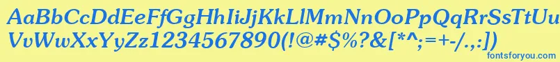 SunsetItalic Font – Blue Fonts on Yellow Background