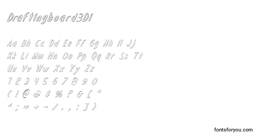 A fonte Draftingboard3Di – alfabeto, números, caracteres especiais
