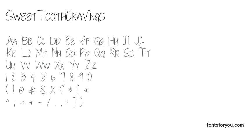 Fuente SweetToothCravings - alfabeto, números, caracteres especiales