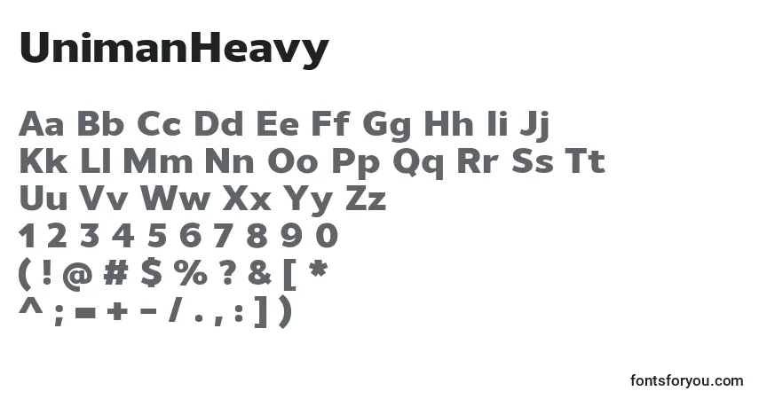 Schriftart UnimanHeavy – Alphabet, Zahlen, spezielle Symbole