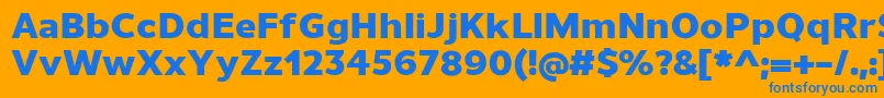 フォントUnimanHeavy – オレンジの背景に青い文字