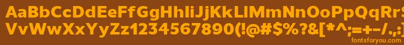 UnimanHeavy-Schriftart – Orangefarbene Schriften auf braunem Hintergrund