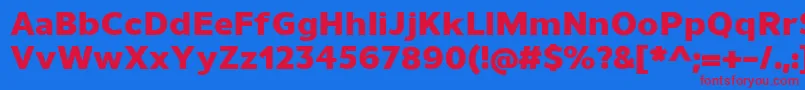 UnimanHeavy-fontti – punaiset fontit sinisellä taustalla