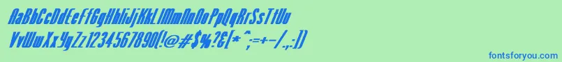 VenusNormalExBoldItalic Font – Blue Fonts on Green Background