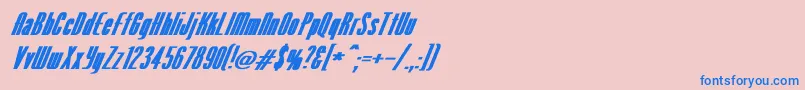 VenusNormalExBoldItalic-fontti – siniset fontit vaaleanpunaisella taustalla