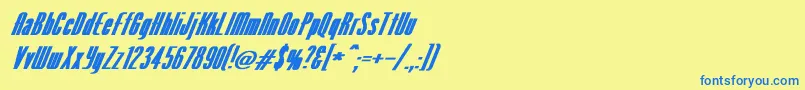 VenusNormalExBoldItalic Font – Blue Fonts on Yellow Background
