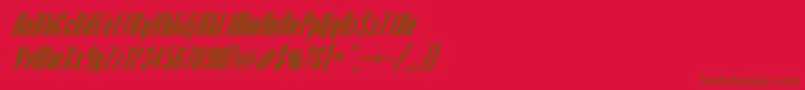 VenusNormalExBoldItalic-fontti – ruskeat fontit punaisella taustalla