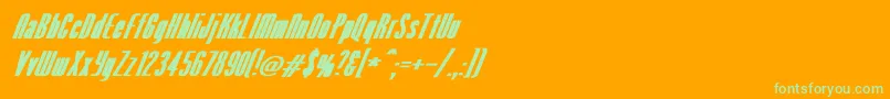 VenusNormalExBoldItalic Font – Green Fonts on Orange Background