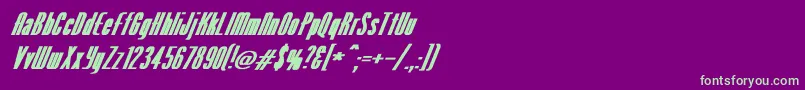 VenusNormalExBoldItalic Font – Green Fonts on Purple Background