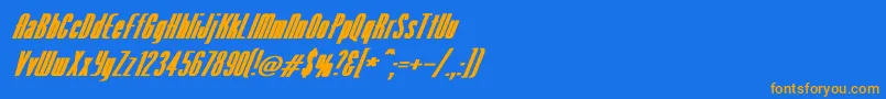 VenusNormalExBoldItalic Font – Orange Fonts on Blue Background