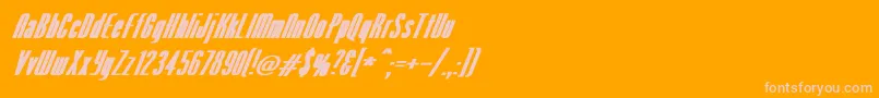VenusNormalExBoldItalic-fontti – vaaleanpunaiset fontit oranssilla taustalla