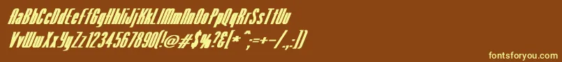 VenusNormalExBoldItalic-fontti – keltaiset fontit ruskealla taustalla