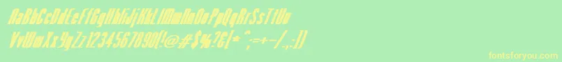 VenusNormalExBoldItalic-Schriftart – Gelbe Schriften auf grünem Hintergrund