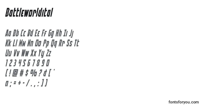 Fuente Battleworldital - alfabeto, números, caracteres especiales