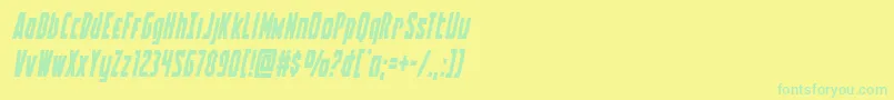 Fonte Battleworldital – fontes verdes em um fundo amarelo