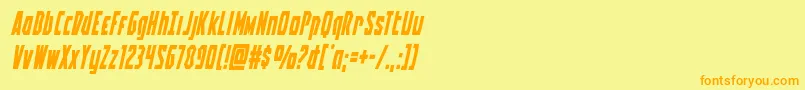 Fonte Battleworldital – fontes laranjas em um fundo amarelo