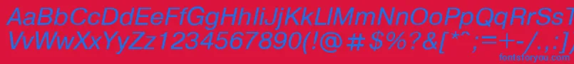 フォントPragmat8 – 赤い背景に青い文字