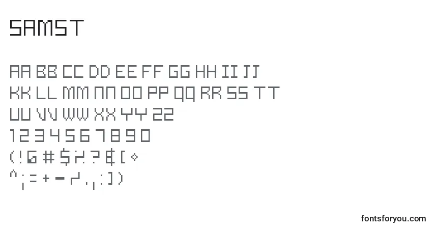A fonte Samst – alfabeto, números, caracteres especiais