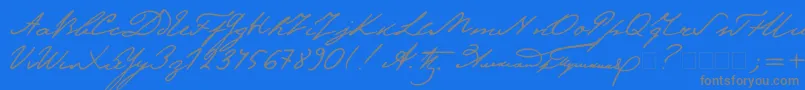 Pushkinc Font – Gray Fonts on Blue Background