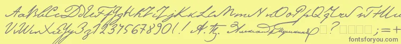 Pushkinc Font – Gray Fonts on Yellow Background