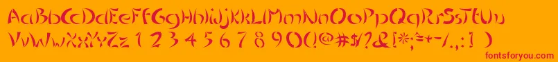 フォントChinoiseries – オレンジの背景に赤い文字