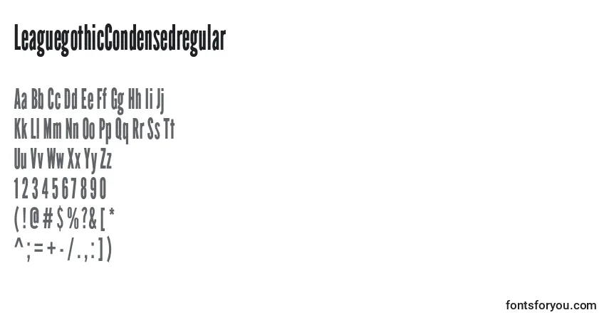 Шрифт LeaguegothicCondensedregular – алфавит, цифры, специальные символы