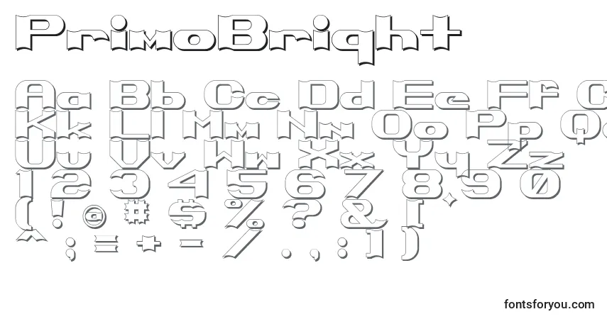 A fonte PrimoBright – alfabeto, números, caracteres especiais