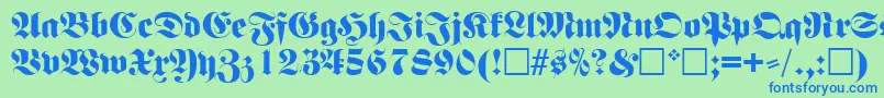 FettefrakturRegular Font – Blue Fonts on Green Background