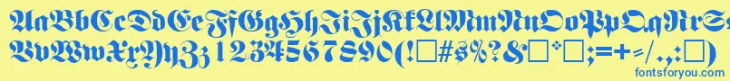 fuente FettefrakturRegular – Fuentes Azules Sobre Fondo Amarillo