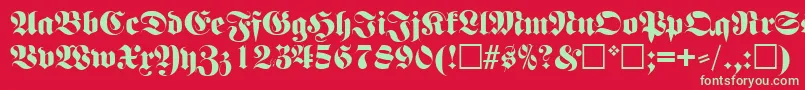 FettefrakturRegular Font – Green Fonts on Red Background