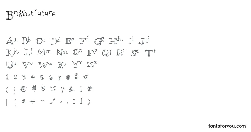A fonte Brightfuture – alfabeto, números, caracteres especiais