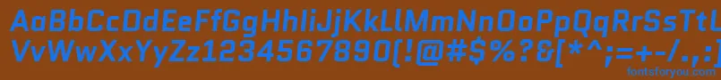 Czcionka QuanticoBolditalic – niebieskie czcionki na brązowym tle