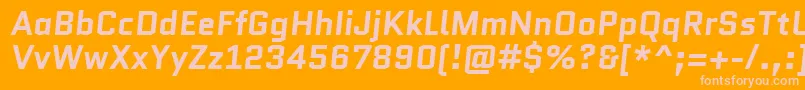 QuanticoBolditalic-Schriftart – Rosa Schriften auf orangefarbenem Hintergrund
