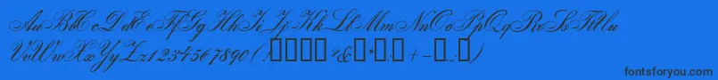 GloriaScript-Schriftart – Schwarze Schriften auf blauem Hintergrund