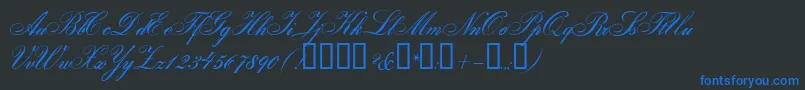 GloriaScript Font – Blue Fonts on Black Background