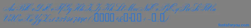GloriaScript-Schriftart – Blaue Schriften auf grauem Hintergrund