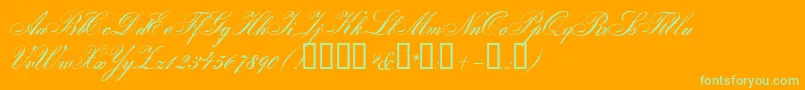 GloriaScript Font – Green Fonts on Orange Background