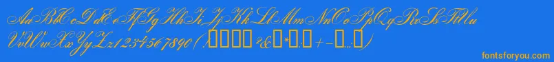 GloriaScript Font – Orange Fonts on Blue Background