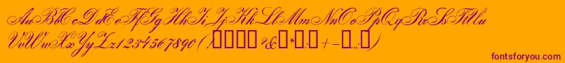GloriaScript Font – Purple Fonts on Orange Background