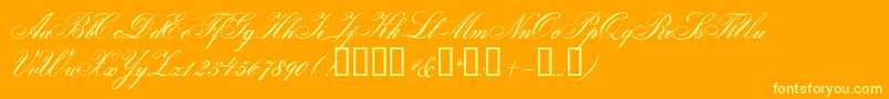 GloriaScript-Schriftart – Gelbe Schriften auf orangefarbenem Hintergrund