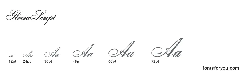 GloriaScript Font Sizes